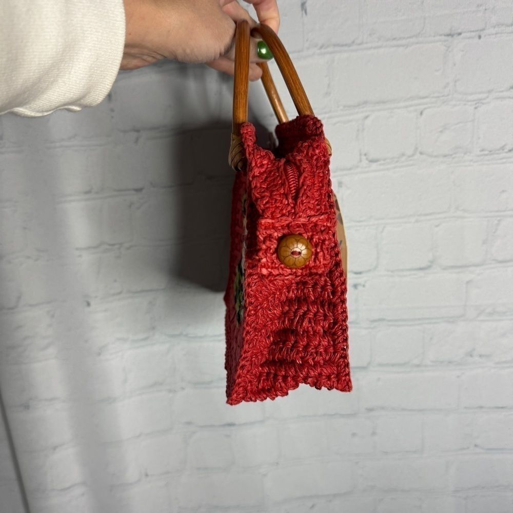 Vintage Fossil Woven Straw Bamboo Handle Tote Bag New Vacation Girly Cute - Picture 9 of 15